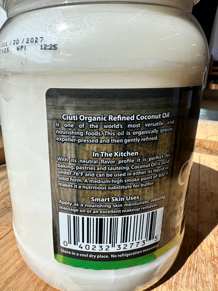 Organic Refined Coconut oil - 64oz.